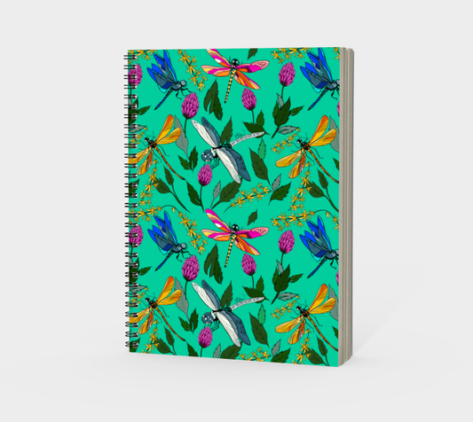 Dragonflies & Clover Party Spiral Notebook