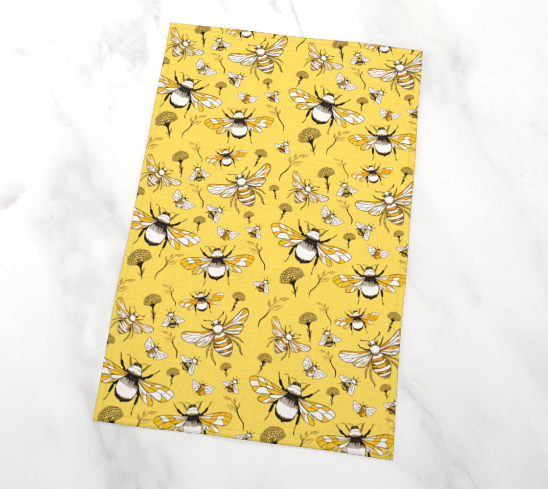 Bumblebee party Tea Towel